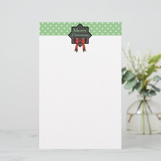 Green Polka Dot Kerstmis Briefpapier (Staand voorkant)