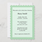 Green Polka Dot Lace Heart Baby shower Invitation Kaart (Achterkant)