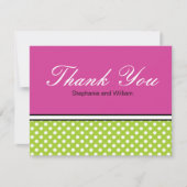 Green Polka Dot met roze bruiloft Hartelijk dank Bedankkaart (Voorkant)