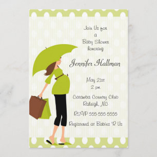 Green Polka Dot & Mod Zwangere Mam - Jongen of Mei Kaart