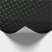 Green Polka Dot Modern Black Cadeaupapier (Hoek)