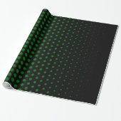 Green Polka Dot Modern Black Cadeaupapier (Uitgerold)