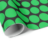 Green Polka Dot Modern Black Cadeaupapier (Rol Hoek)