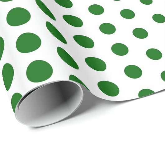 Green Polka Dot Modern White Cadeaupapier (Rol Hoek)