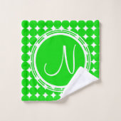Green Polka Dot Monogram Bad Handdoek (Wasdoekje)