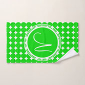 Green Polka Dot Monogram Bad Handdoek (Handdoek)