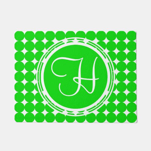 Green Polka Dot Monogram Deurmat (Voorkant)