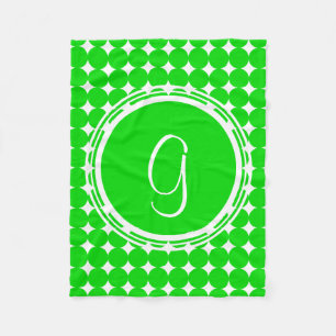 Green Polka Dot Monogram Fleece Deken