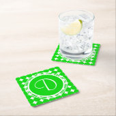 Green Polka Dot Monogram Kartonnen Onderzetters (Insitu)