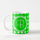 Green Polka Dot Monogram Koffiemok (Links)