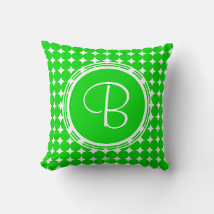 Green Polka Dot Monogram Kussen