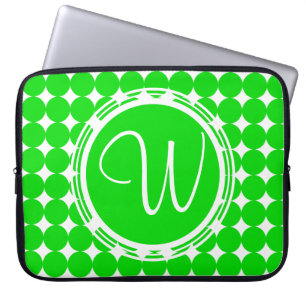 Green Polka Dot Monogram Laptop Sleeve