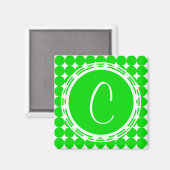 Green Polka Dot Monogram Magneet (Voorkant / Achterkant)