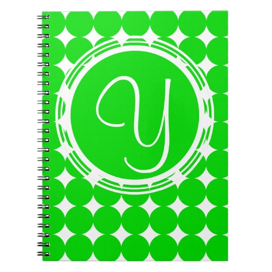 Green Polka Dot Monogram Notitieboek (Voorkant)