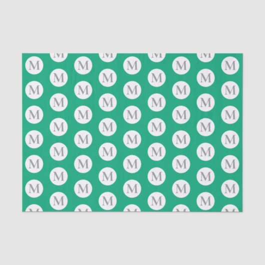Green Polka Dot Monogram Tas Tissuepapier (Voorkant)