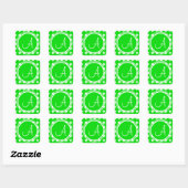 Green Polka Dot Monogram Vierkante Sticker (Vel)