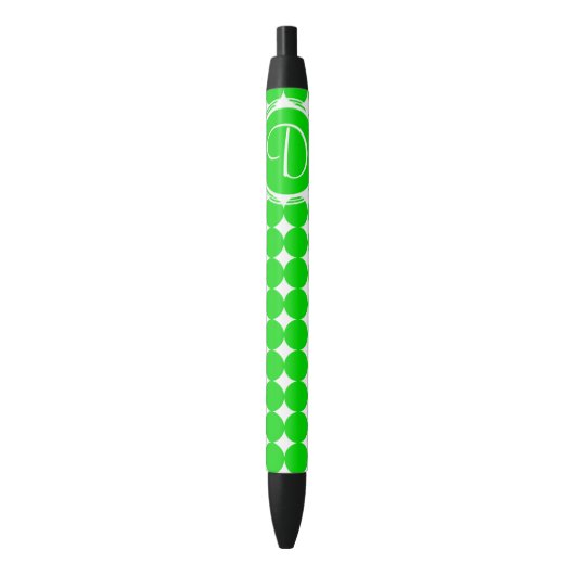 Green Polka Dot Monogram Zwarte Inkt Pen (Voorkant Verticaal)