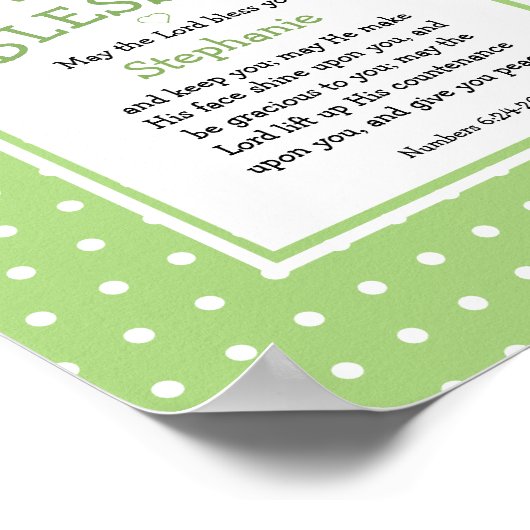 Green Polka Dot Name Blessing Nursery Poster (Hoek)