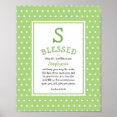 Green Polka Dot Name Blessing Nursery Poster (Voorkant)