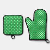 Green Polka Dot Ovenwant & Pannenlap Set (Voorkant)