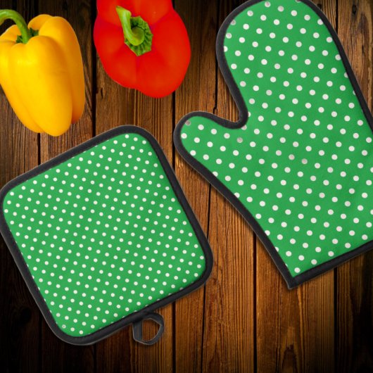 Green Polka Dot Ovenwant & Pannenlap Set