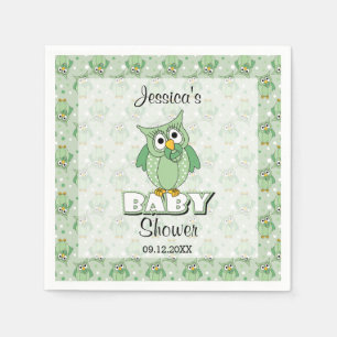 Green Polka Dot Owl Baby shower Thema Servet