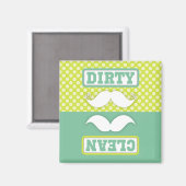 Green Polka Dot Pattern Mustache Clean Dirty Magneet (Voorkant / Achterkant)
