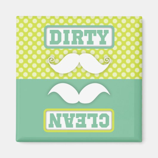 Green Polka Dot Pattern Mustache Clean Dirty Magneet (Voorkant)