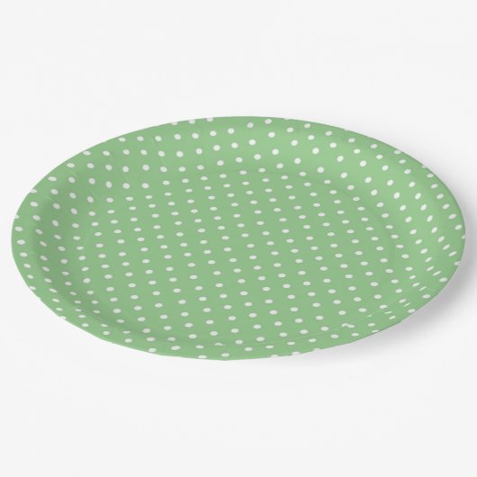 Green Polka Dot Pattern Papieren Bordje (Gekanteld)