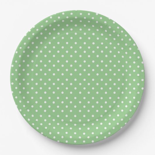 Green Polka Dot Pattern Papieren Bordje (Voorkant)