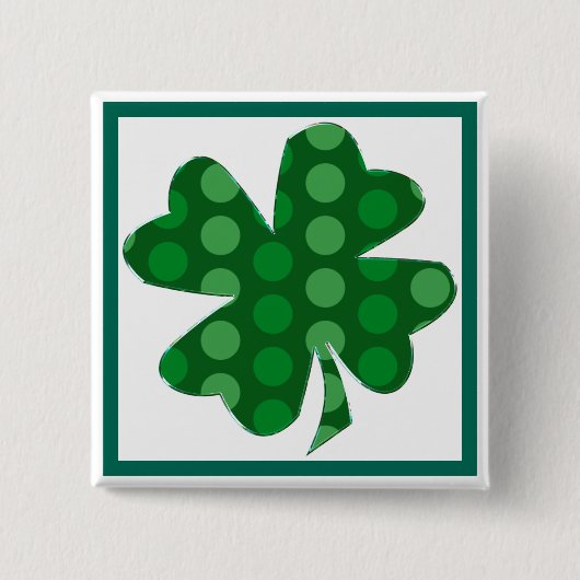 Green Polka Dot Shamrock Button (Voorkant)