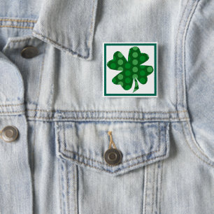 Green Polka Dot Shamrock Button