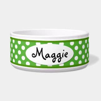 Green Polka Dot Specialized Ceramic Dog Bowl Voerbakje