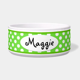 Green Polka Dot Specialized Ceramic Dog Bowl Voerbakje