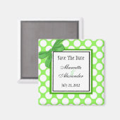 Green Polka Dot Wedding Save the Date Magneet (Voorkant / Achterkant)