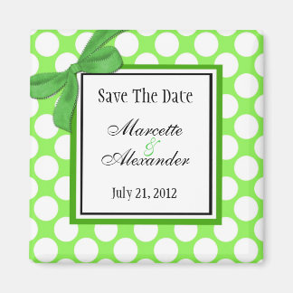 Green Polka Dot Wedding Save the Date Magneet