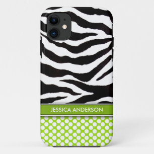 Green Polka Dot Zebra Stripe iPhone 5 Hoesje