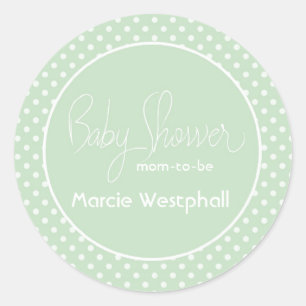 Green Polka Dots Baby shower Mom Ronde Sticker
