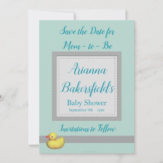 Green Polka Dots Baby shower Save The Date (Voorkant)