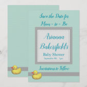 Green Polka Dots Baby shower Save The Date (Voorkant / Achterkant)