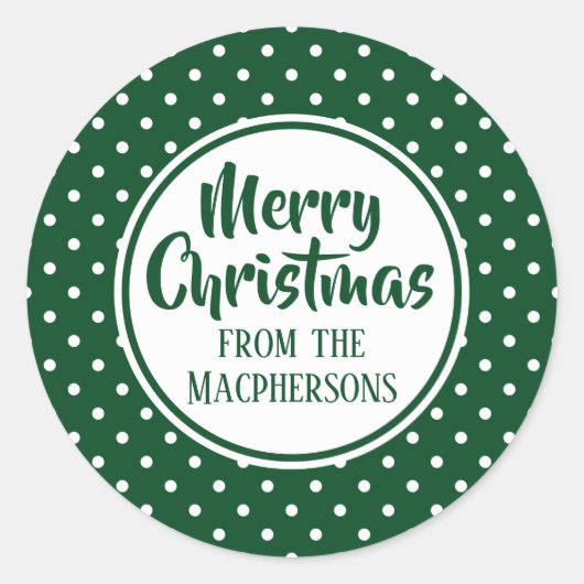 Green Polka Dots Kerst stickers (Voorkant)