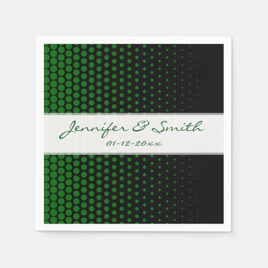 Green Polka Dots Modern Black Servetten (Voorkant)