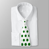 Green Polka Dots Modern White Stropdas (Gebonden)