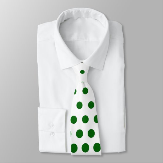 Green Polka Dots Modern White Stropdas (Gebonden)
