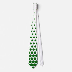 Green Polka Dots Modern White Stropdas