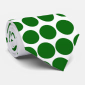 Green Polka Dots Modern White Stropdas (Opgerold)