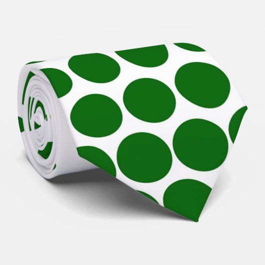 Green Polka Dots Modern White Stropdas (Opgerold)