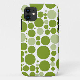 Green Polka Dots on White iPhone 11 Hoesje