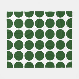 Green Polka Dots on White Fleece Deken