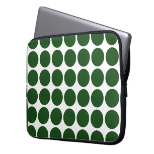 Green Polka Dots on White Laptop Sleeve